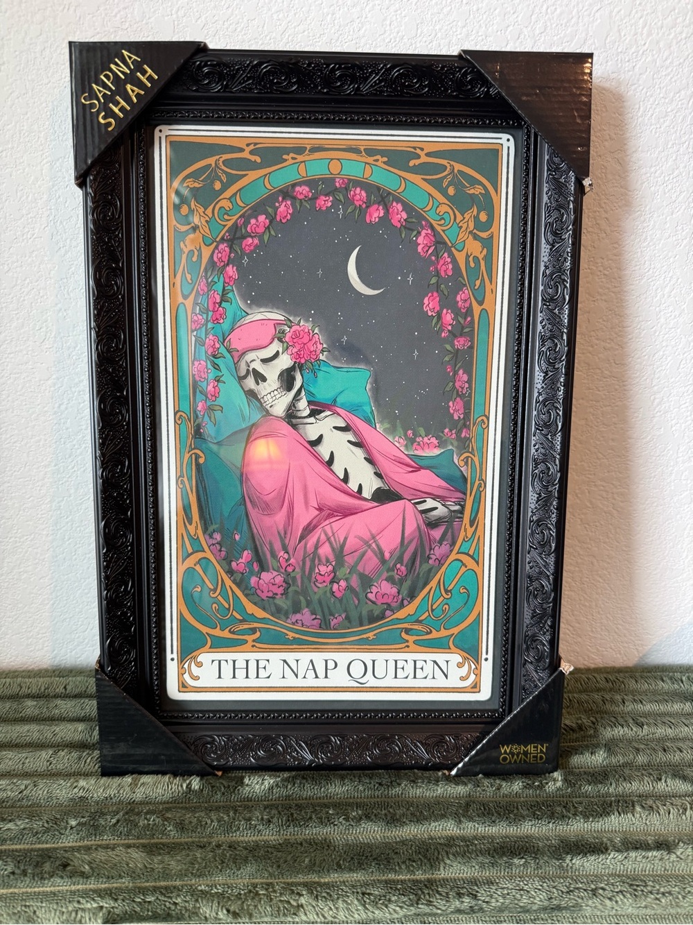 'The Nap Queen' Framed Art Print - Pink & Teal